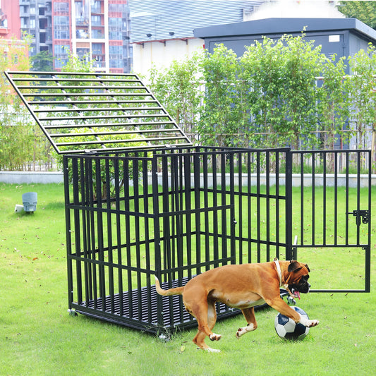 Heavy Duty Large Dog Crate - 3 Doors and Removable Tray