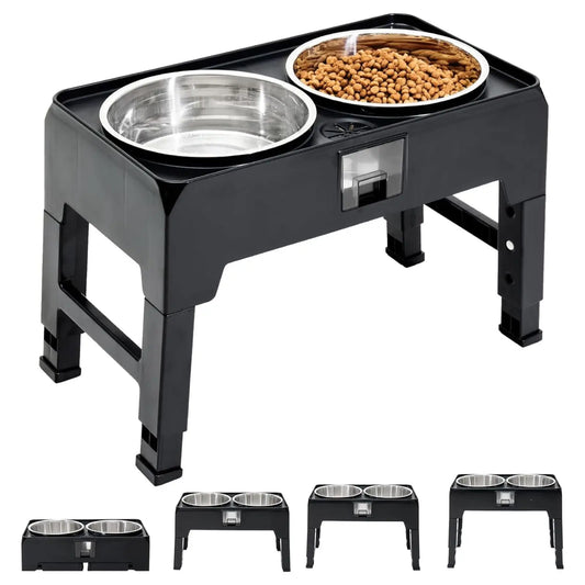 Elevated Pet Feeder, Stainless Steel Double Bowls