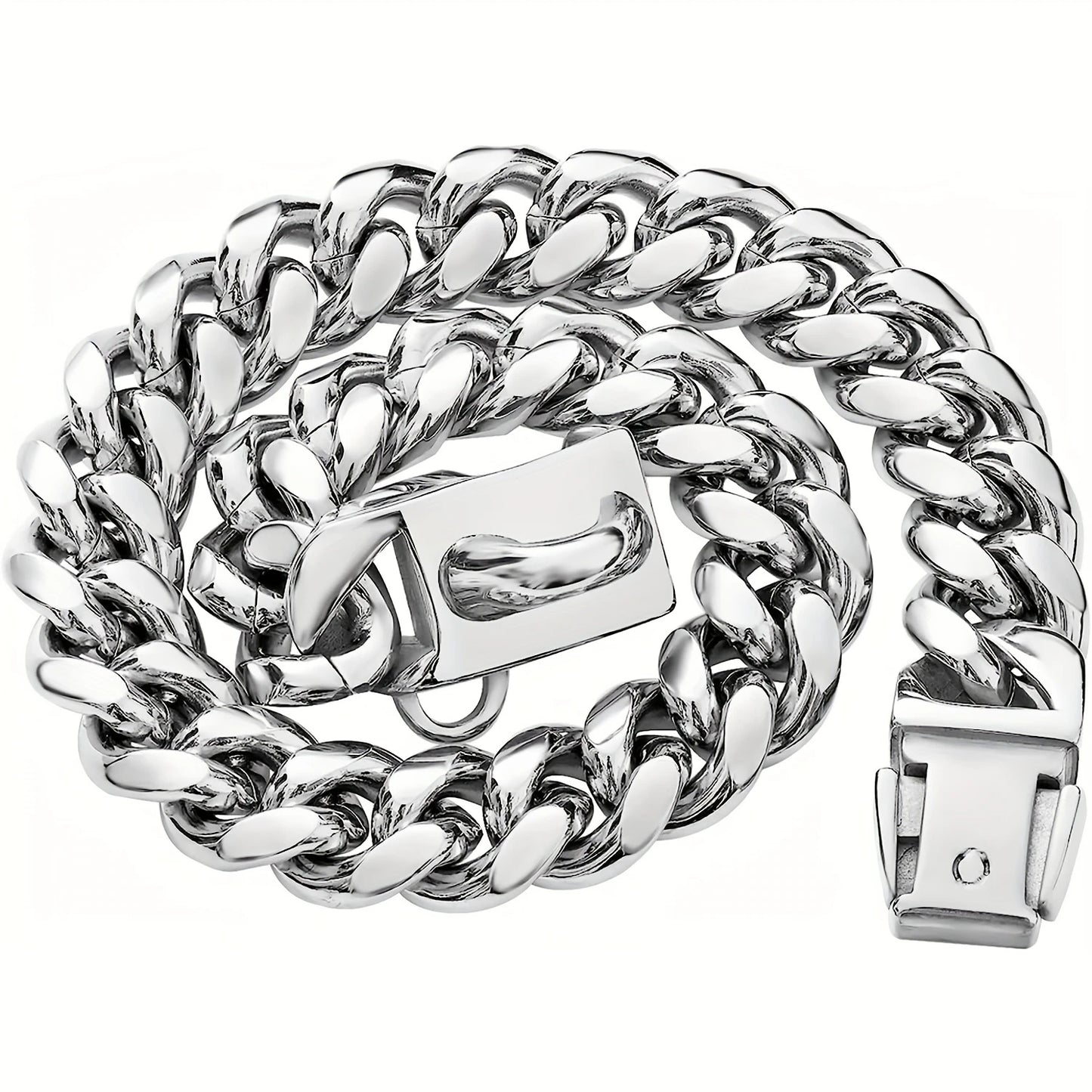 Stainless Steel Dog Collars - Safety Buckle Lock