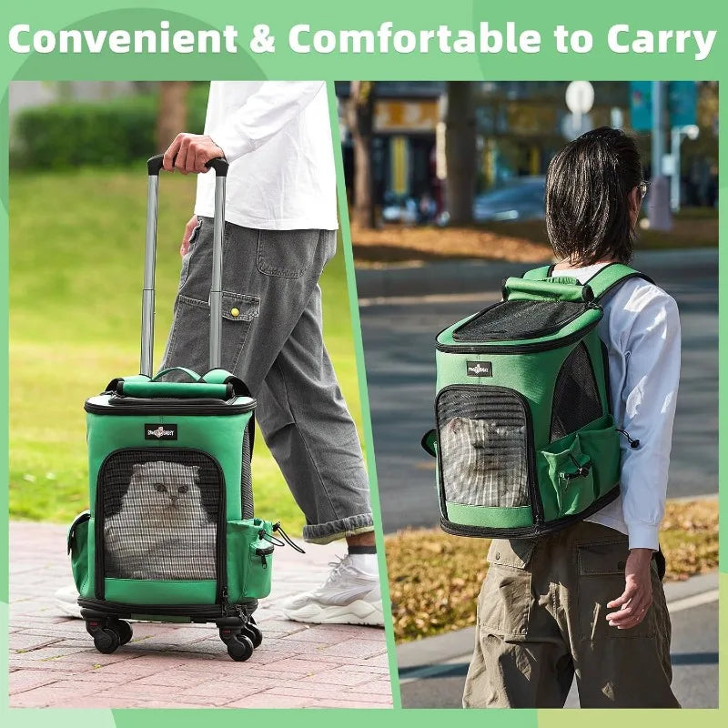 Cat Carrier Backpack -  Rolling Pet Carrier