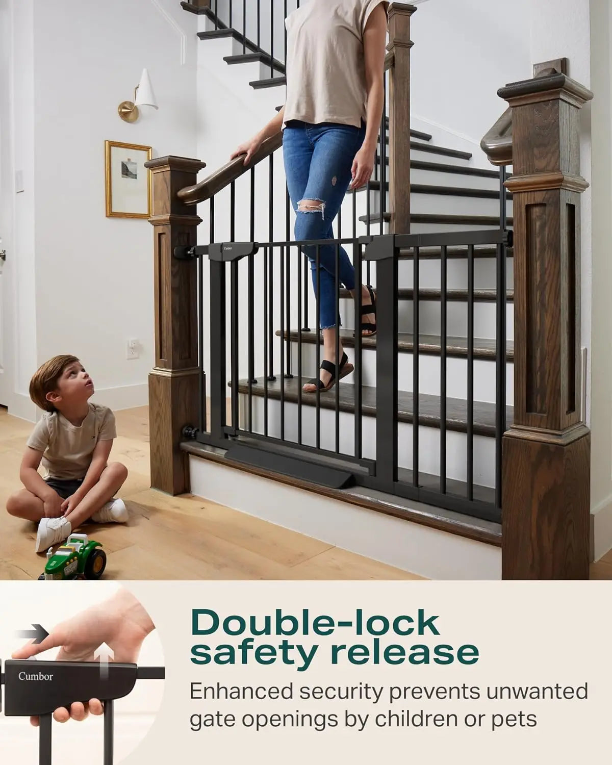 Baby Gate Extra Wide, Safety Dog Gate for Stairs