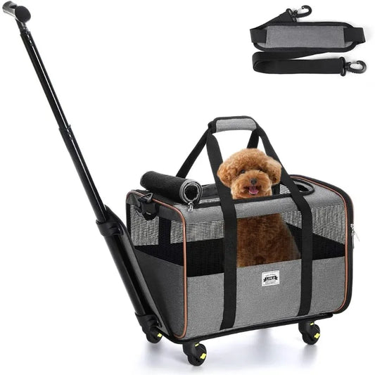 Airline Approved Cat Dog Carrier with Wheels