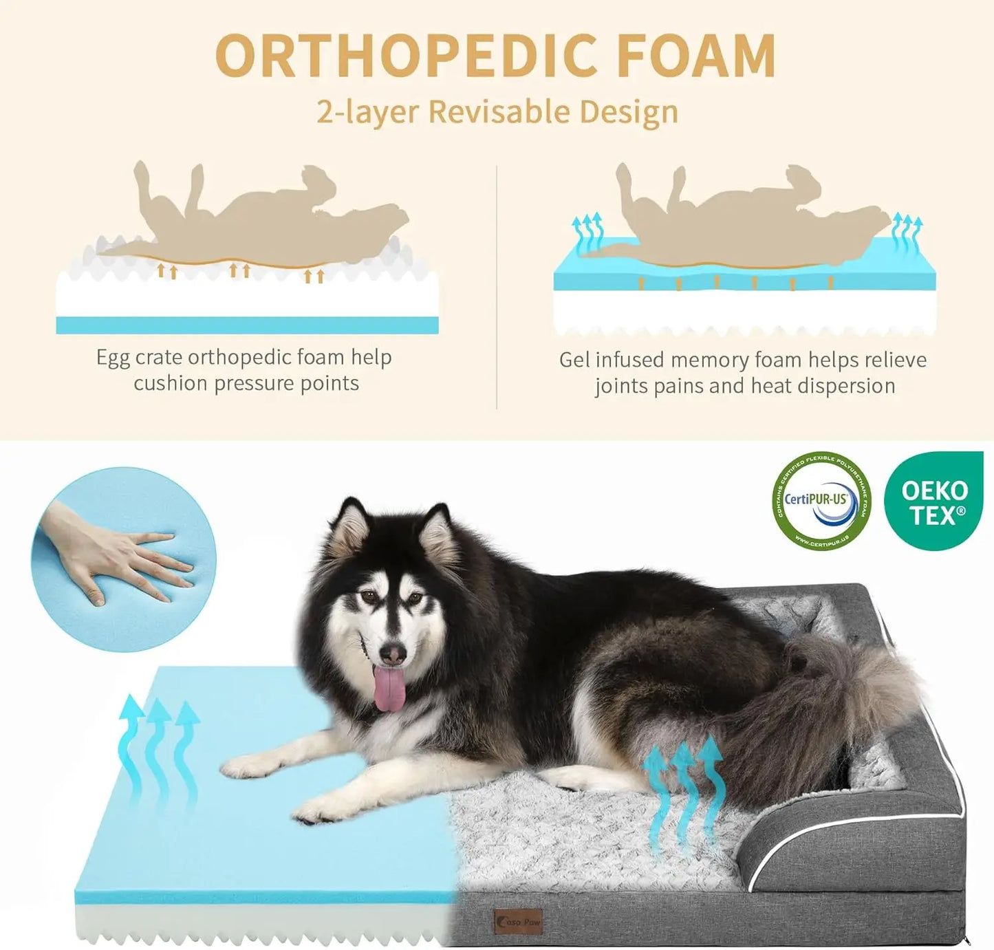 Waterproof Orthopedic Foam XL Dog Bed