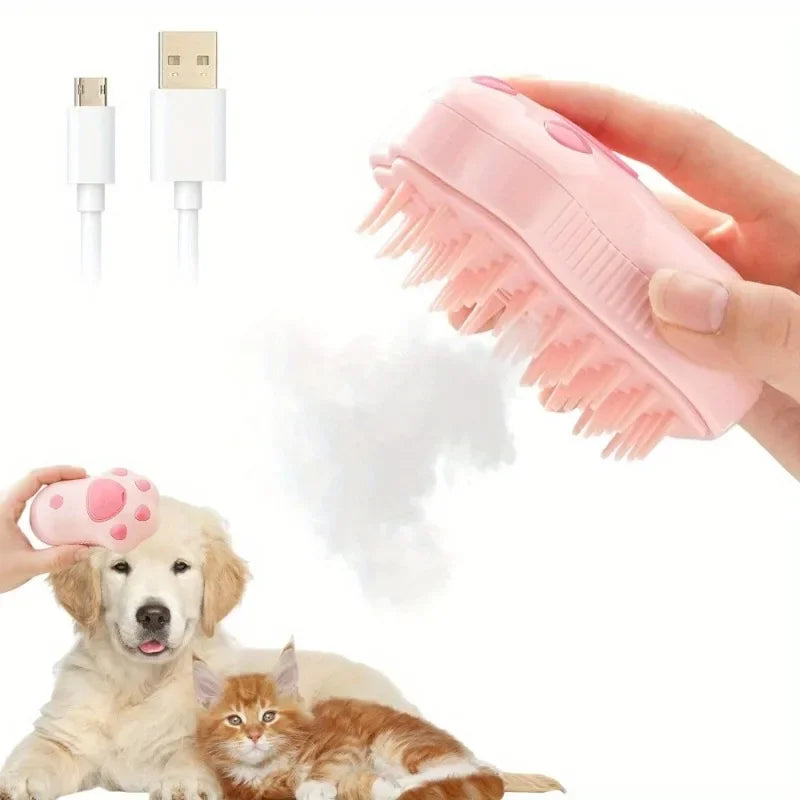 Steam Cat Dog Brush - Gentle  Massage - Remove Tangles