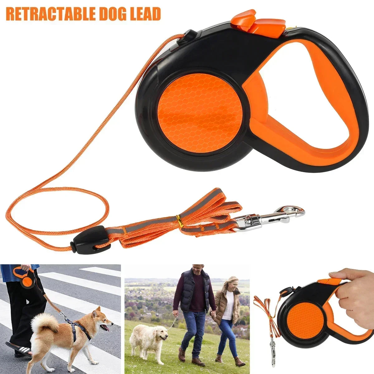 Retractable Dog Lead - Non-Slip Handle Leash