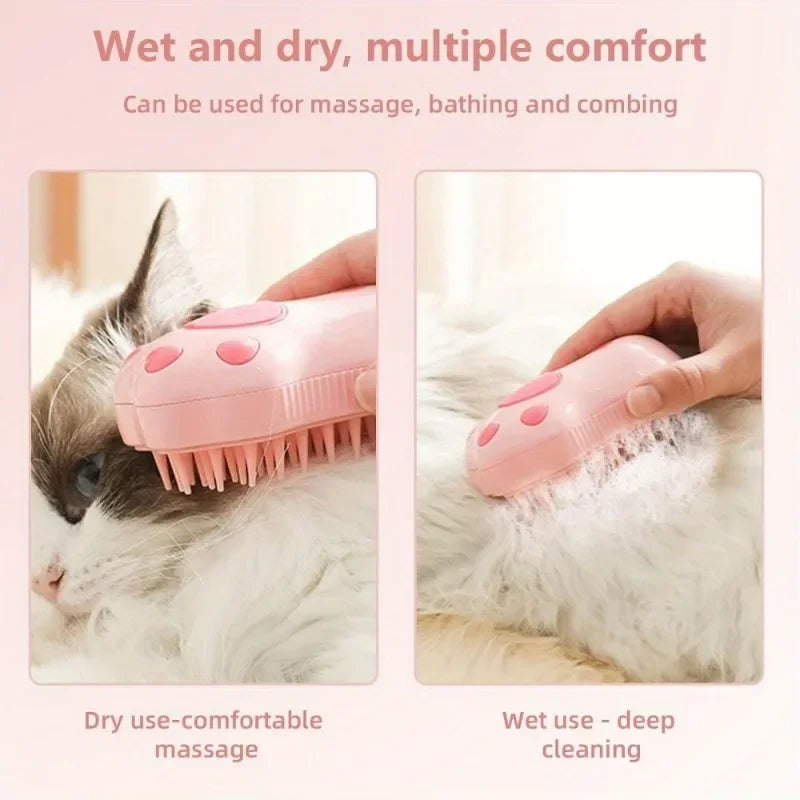 Steam Cat Dog Brush - Gentle  Massage - Remove Tangles