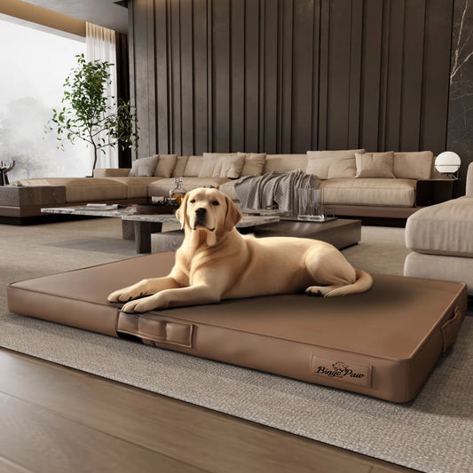 Foldable Pet Bed with Microfiber Leather Cover,