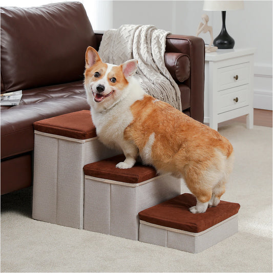 3-Tier Dog Stairs -  Steps for Couch/Bed