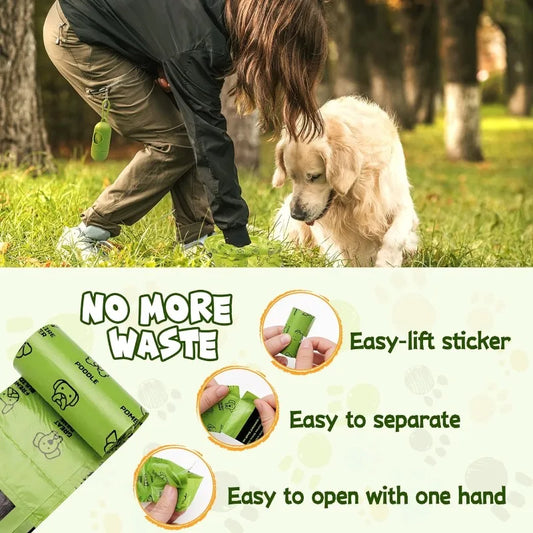 Dog Poop Bag Set with Dispenser & Leash Clip