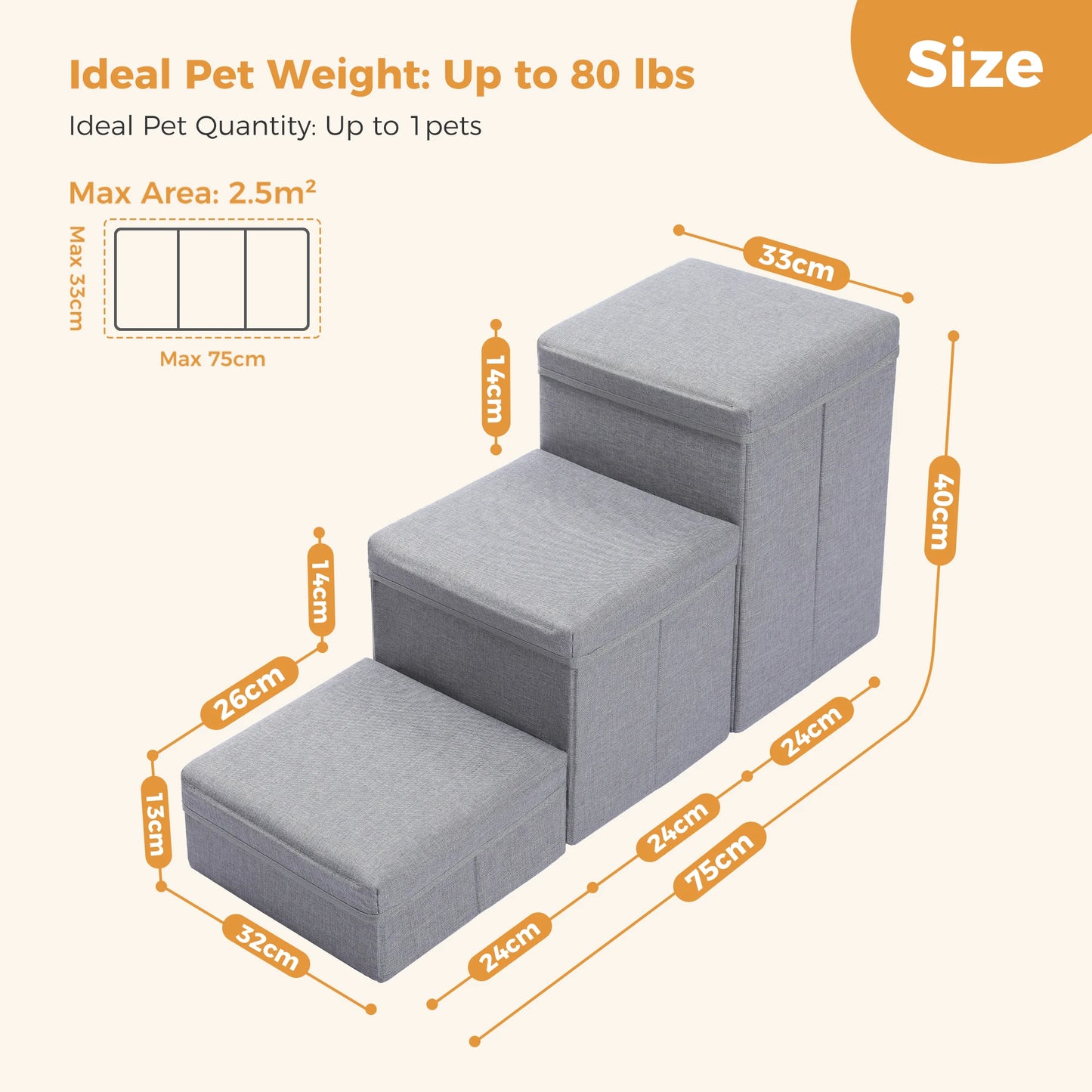 3-Tier Dog Stairs -  Steps for Couch/Bed