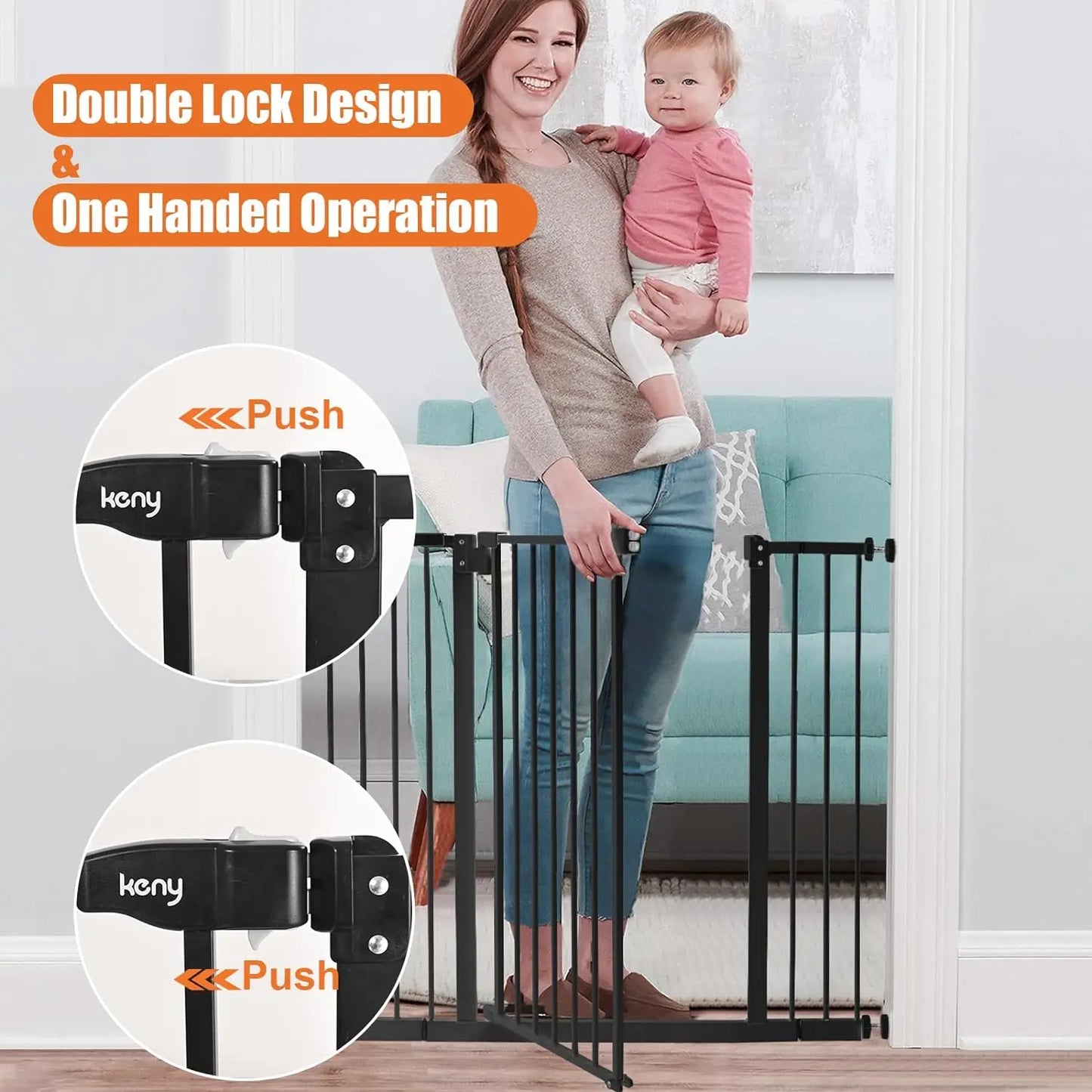 Baby Gate for Stairs, Auto Close Safety Dog Gate