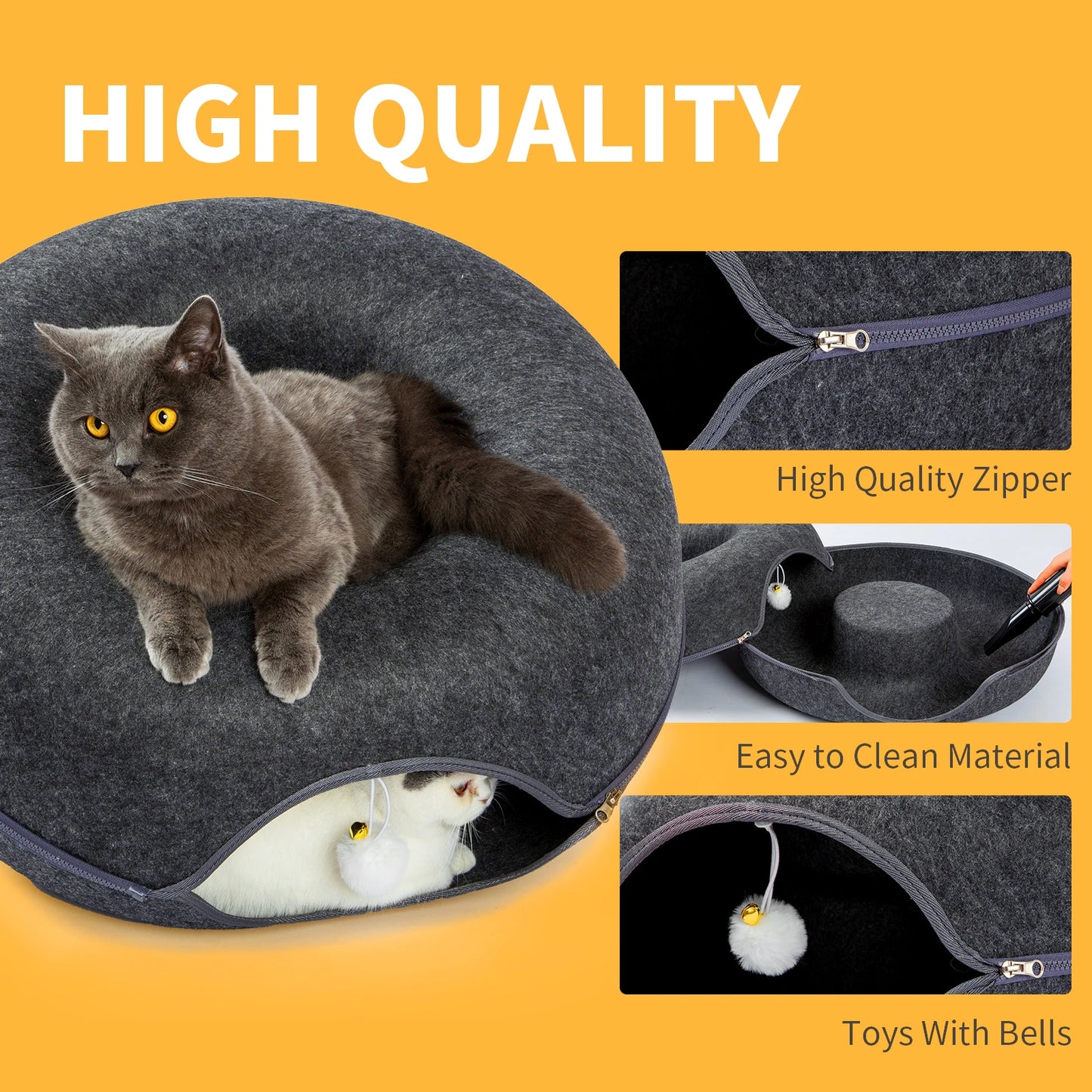 Large Donut Cat Bed -  Peekaboo Cat Cave