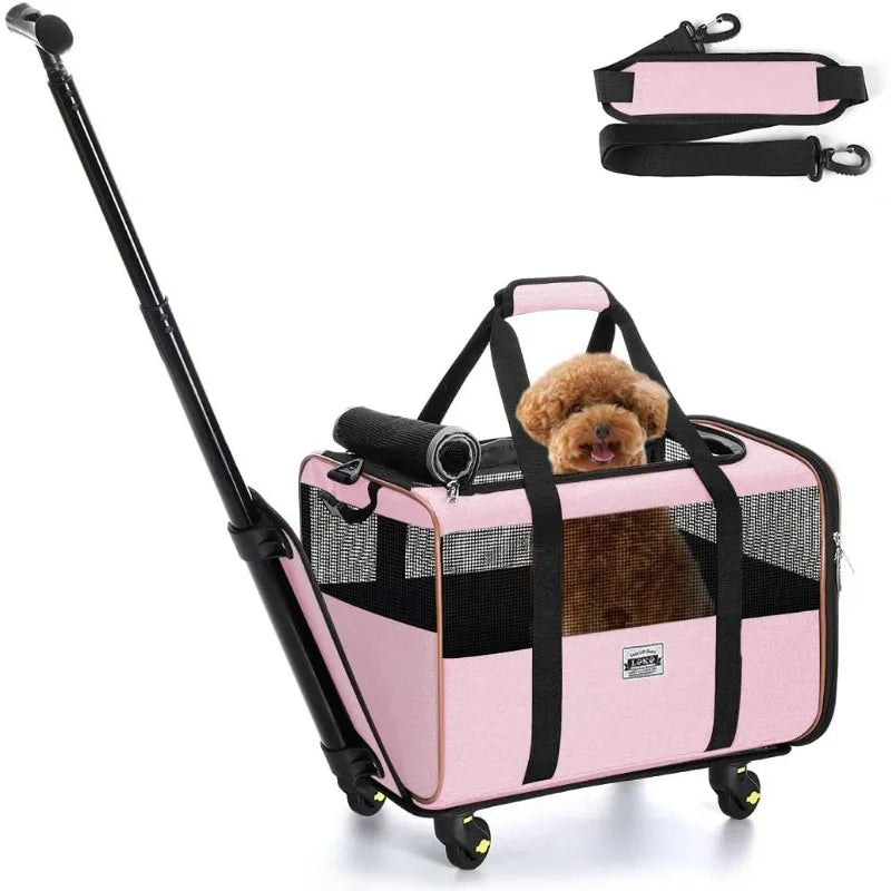 Airline Approved Cat Dog Carrier with Wheels