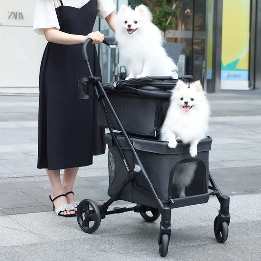 Double Pet Stroller - Lightweight Foldable