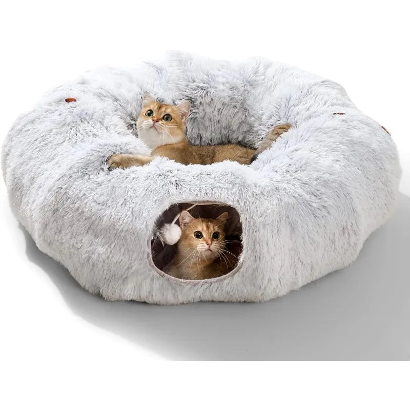 Winter Plush Cat Tunnel - Cat Bed for Indoor