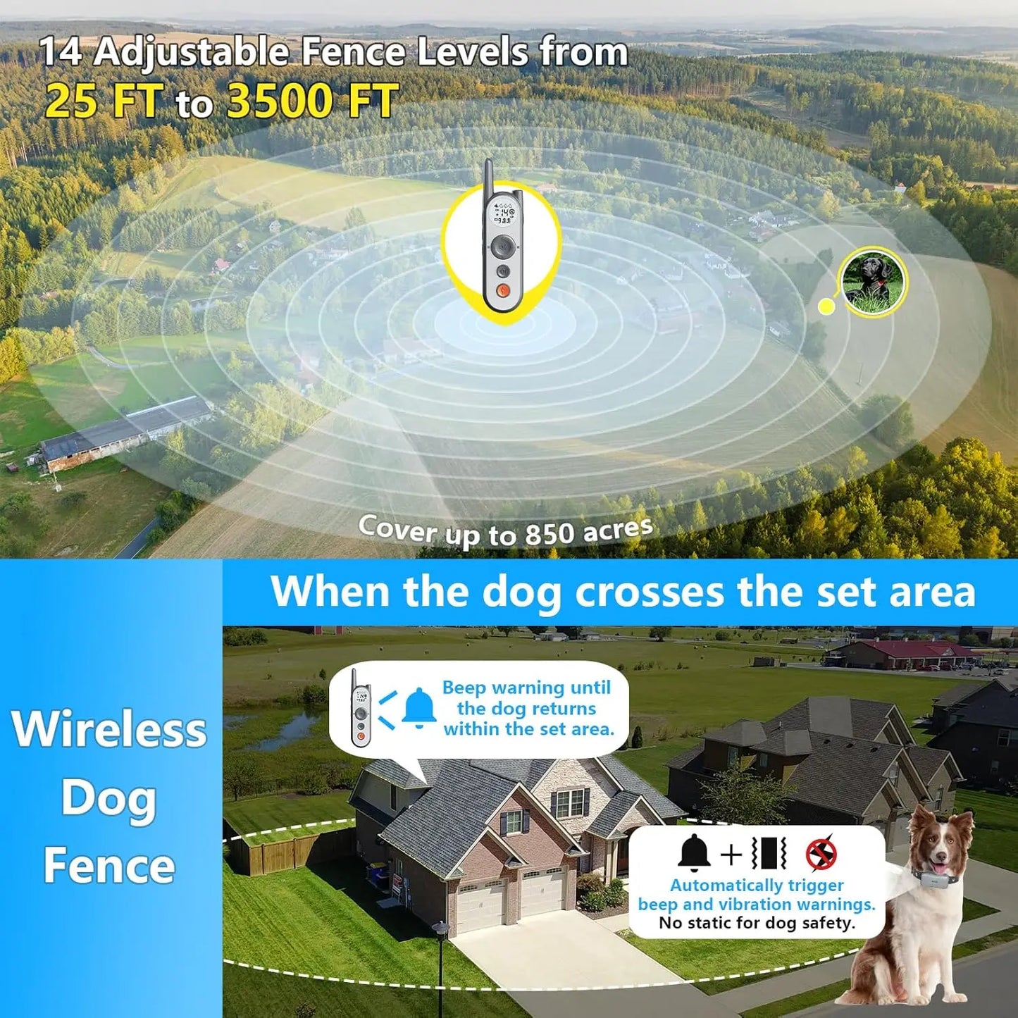 Dog  Electric Fence for Dogs  - Training Collar with Remote